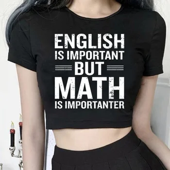 Английский, но математический корейский модный эстетичный графический укороченный топ для девочек yk2 fairycore эстетическая футболка одежда